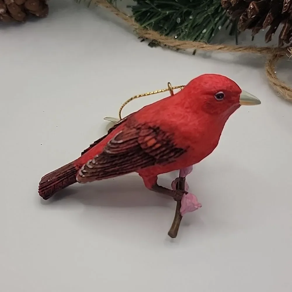 Danbury Mint Christmas Songbird Ornament Summer Tanager Rerired